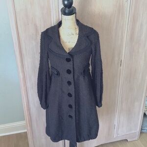 VTG Nanette Lepore tweed Gilmore gossip girl Y2K 2005 long fitted velvet coat S